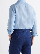 RUBINACCI - Spread-Collar Linen Shirt - Blue