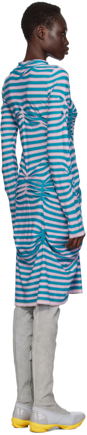 Kiko Kostadinov Blue & Pink Zabriskie Knit Midi Dress