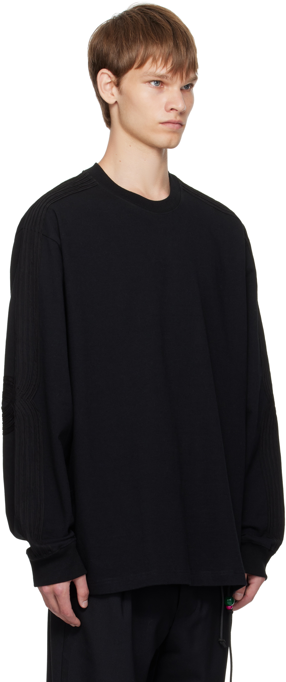 Song for the Mute Black Appliqué Oversized Crew Neck Sweatshirt