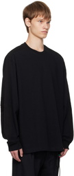 Song for the Mute Black Appliqué Oversized Crew Neck Sweatshirt