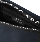 A.P.C. - Savile Logo-Print Tape-Trimmed Tech-Canvas Belt Bag - Blue