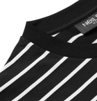 Neil Barrett - Printed Striped Stretch Cotton-Jersey T-Shirt - Men - Black
