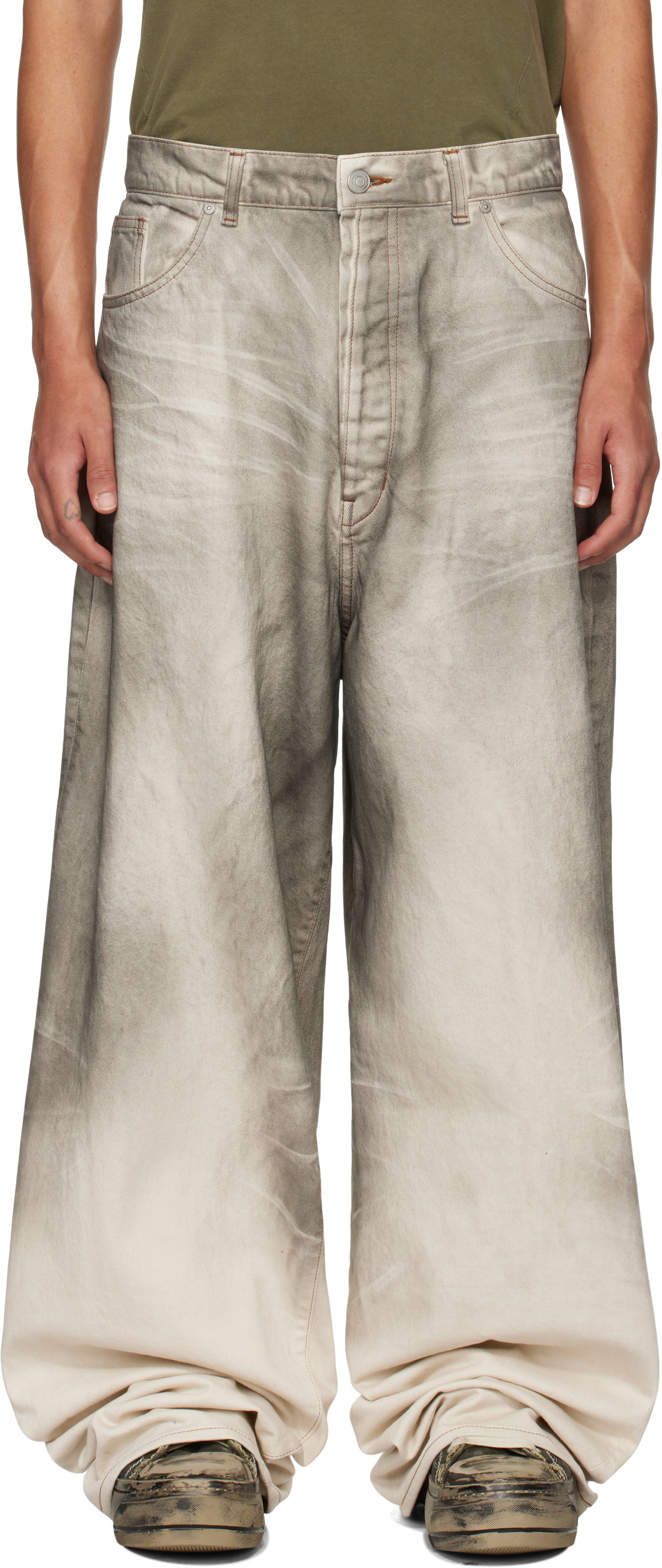 B1ARCHIVE Gray Wide Leg 5 Pocket Jeans