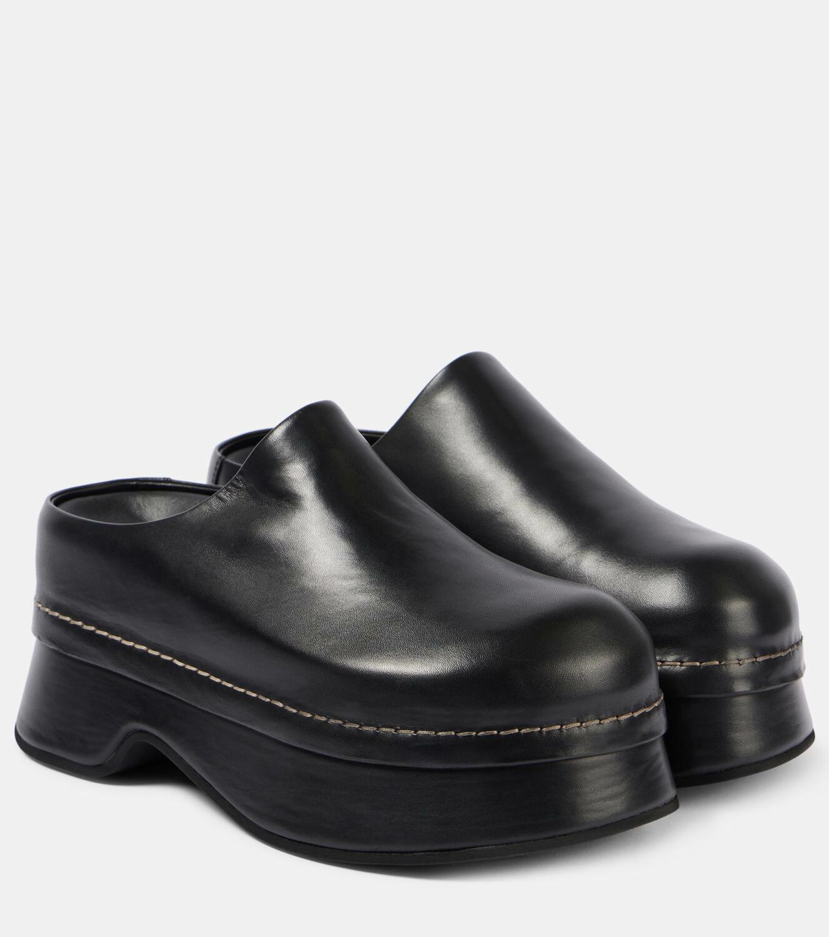 Leather platform shops clogs