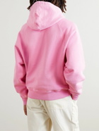 AMI PARIS - Logo-Embroidered Cotton-Blend Jersey Hoodie - Pink