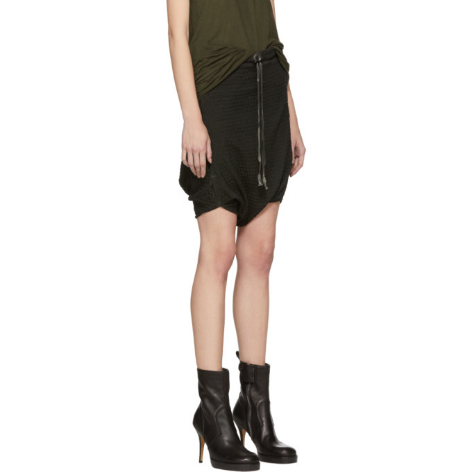 Boris Bidjan Saberi Black Resin Dyed Drop Shorts