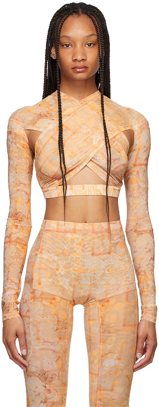 Photo: Charlotte Knowles SSENSE Exclusive Beige Mesh Anti Cross Over Bustier Blouse