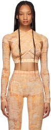 Charlotte Knowles SSENSE Exclusive Beige Mesh Anti Cross Over Bustier Blouse