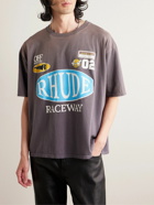 Rhude - Raceway Logo-Print Cotton-Jersey T-Shirt - Gray
