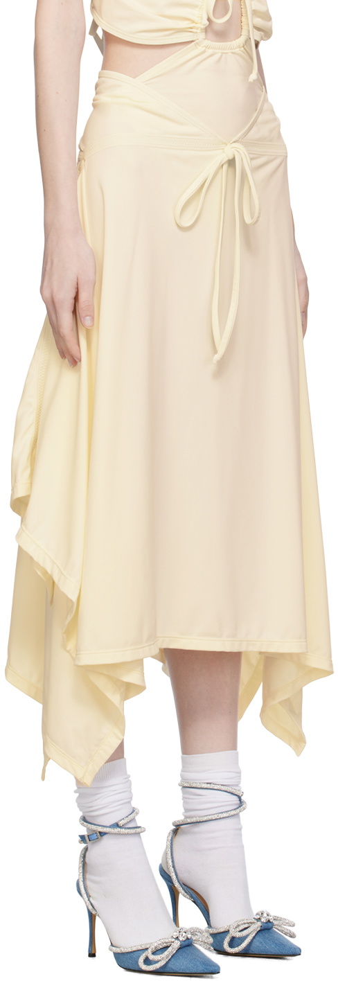Emily Watson Off-White Handkerchief Bowtie Midi Skirt