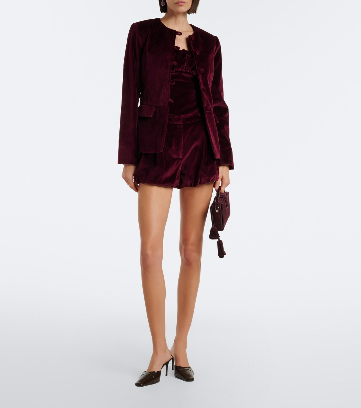Posse Maria cotton velvet balloon shorts