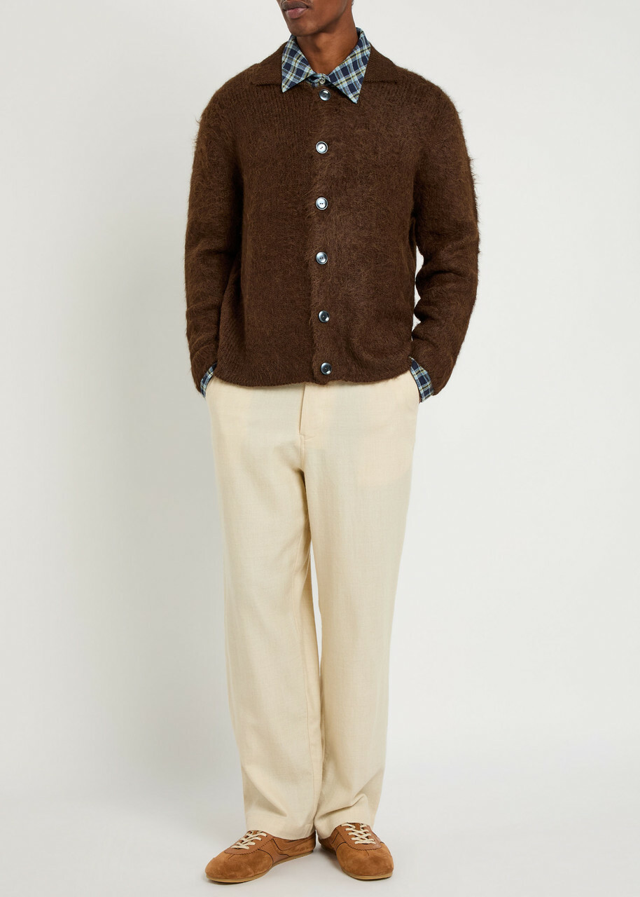 The Elder Statesman Pashmina Norm Wool and Cashmere-blend Trousers Off White