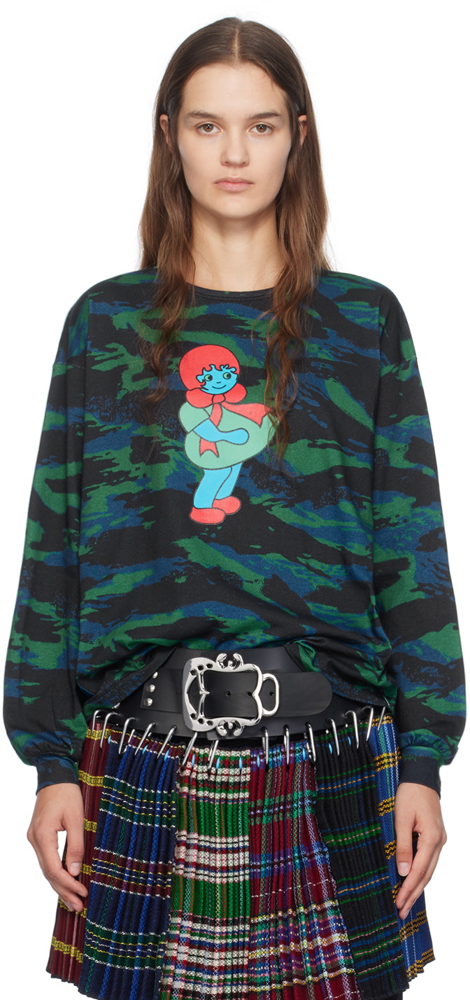 Chopova Blue & Green Proto Camo Long Sleeve T-Shirt Lowena Up