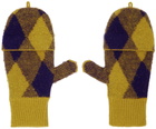 Burberry Yellow & Purple Argyle Wool Mittens