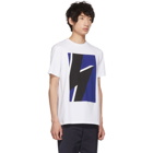 Neil Barrett White and Blue Pop Art Thunderbolt T-Shirt