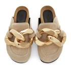 JW Anderson Beige Suede Curb Chain Slippers