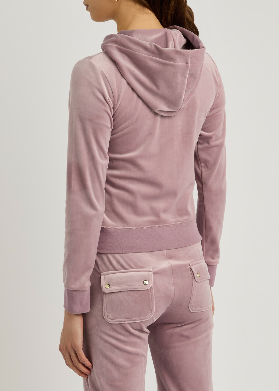 Juicy Couture Robertson Hooded Velour Sweatshirt Light Pink