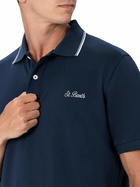 MC2 Saint Barth Man Blue Cotton Piquet Polo Shirt Beverly Hills