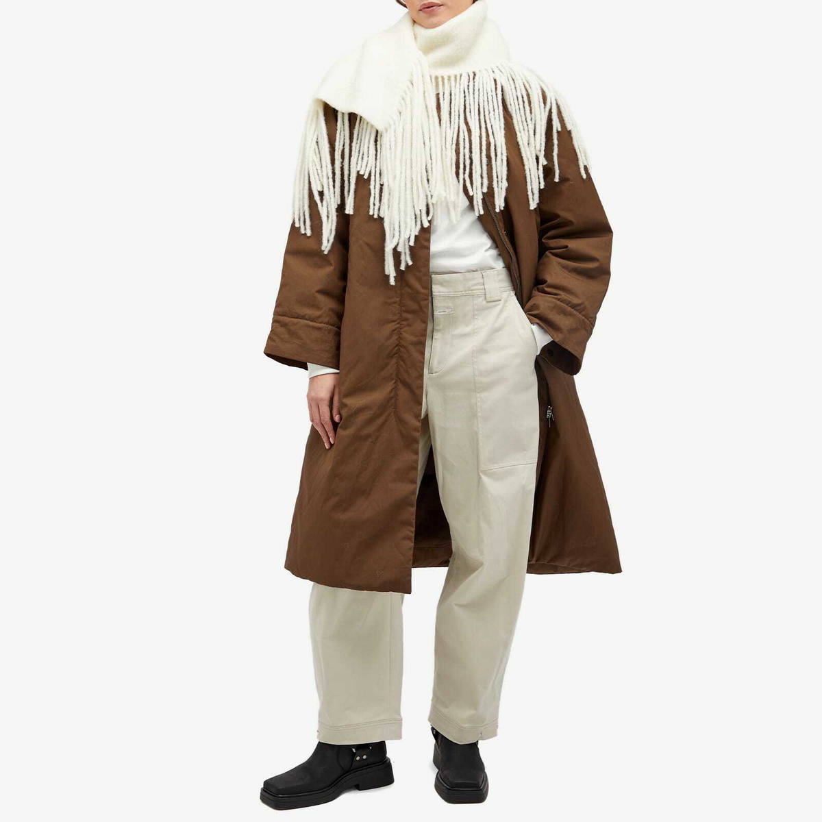 Holzweiler Women's Tassel Scarf in Ecru 