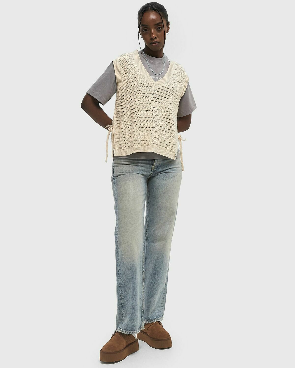 ØLÅF OPEN KNIT VEST White Women