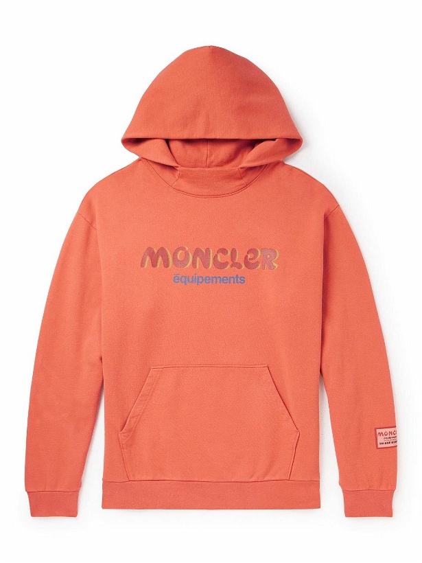 Photo: Moncler Genius - Salehe Bembury Oversized Logo-Print Cotton-Jersey Hoodie - Orange
