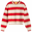 GUEST IN RESIDENCE Women's Grizzly Stripe Crew In Cashmere in True Red Combo