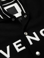 Givenchy - Logo-Appliquéd Wool-Blend and Leather Bomber Jacket - Black