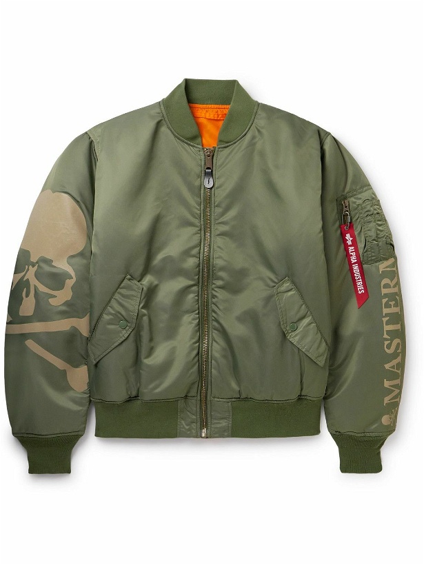 Photo: Mastermind World - Alpha Industries MA-1 Reversible Logo-Print Quilted Shell Bomber Jacket - Green