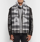 Balenciaga - Logo-Print Checked Wool Scarf - Men - Gray