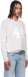 Raimundo Langlois Gray & White Layered V-Neck T-shirt