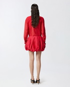 Pinko Mandarin Collar Shirt In Cotton And Silk Salsa Red
