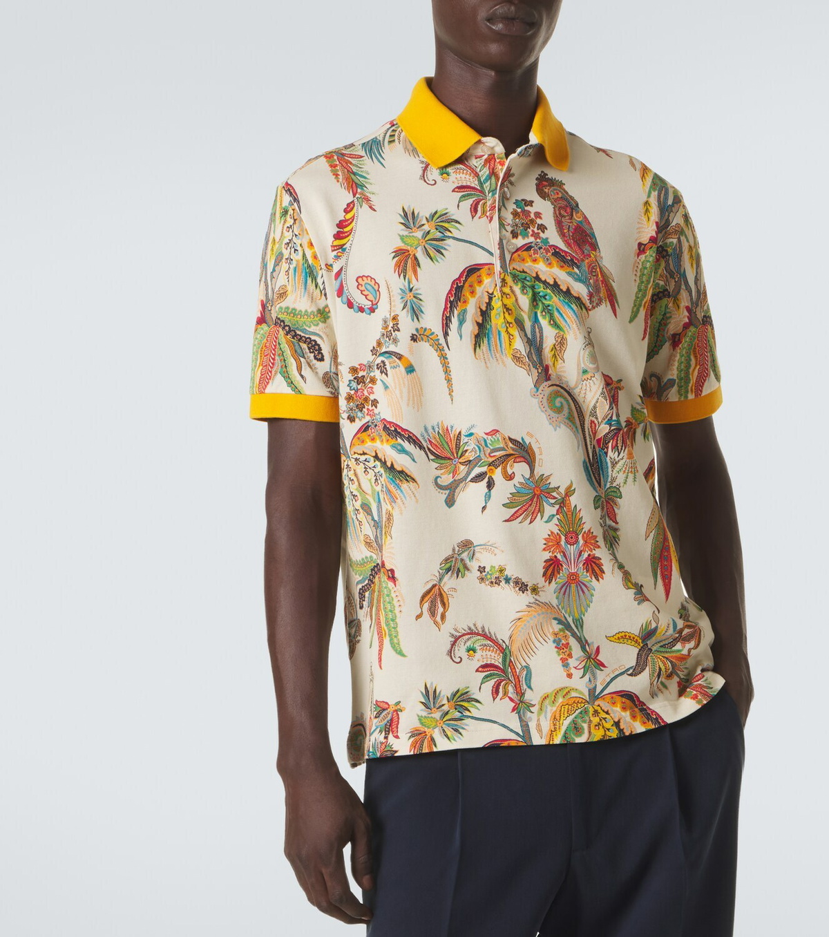 Etro Printed cotton piqué polo shirt