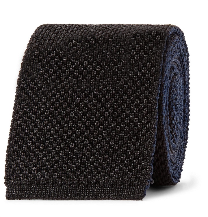 Photo: Mr P. - 6cm Knitted Silk and Cotton-Blend Tie - Black