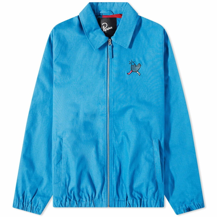 Photo: By Parra Men's Annoyed Chicken Jacket in Greek Blue