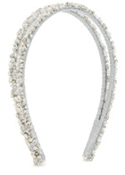 Jennifer Behr Leonora Crystal-embellished Metallic Silk Headband - Silver - One Size