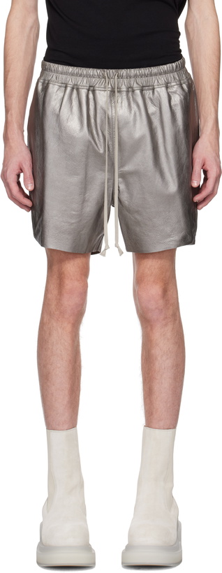 Photo: Rick Owens Gunmetal Hollywood Boxers Leather Shorts