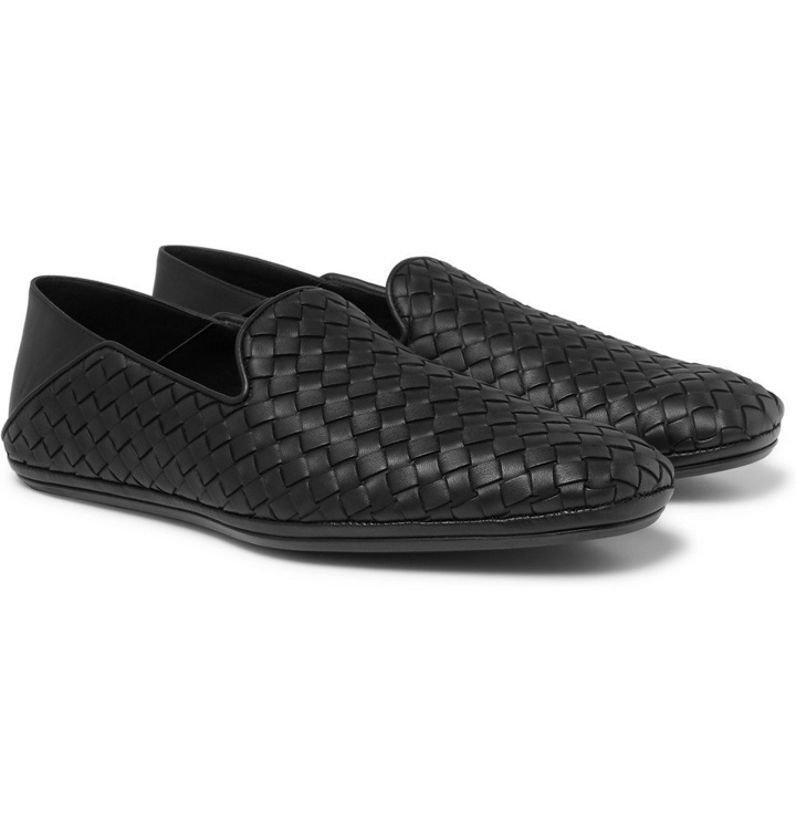 Photo: Bottega Veneta - Intrecciato Leather Collapsible-Heel Slippers - Black