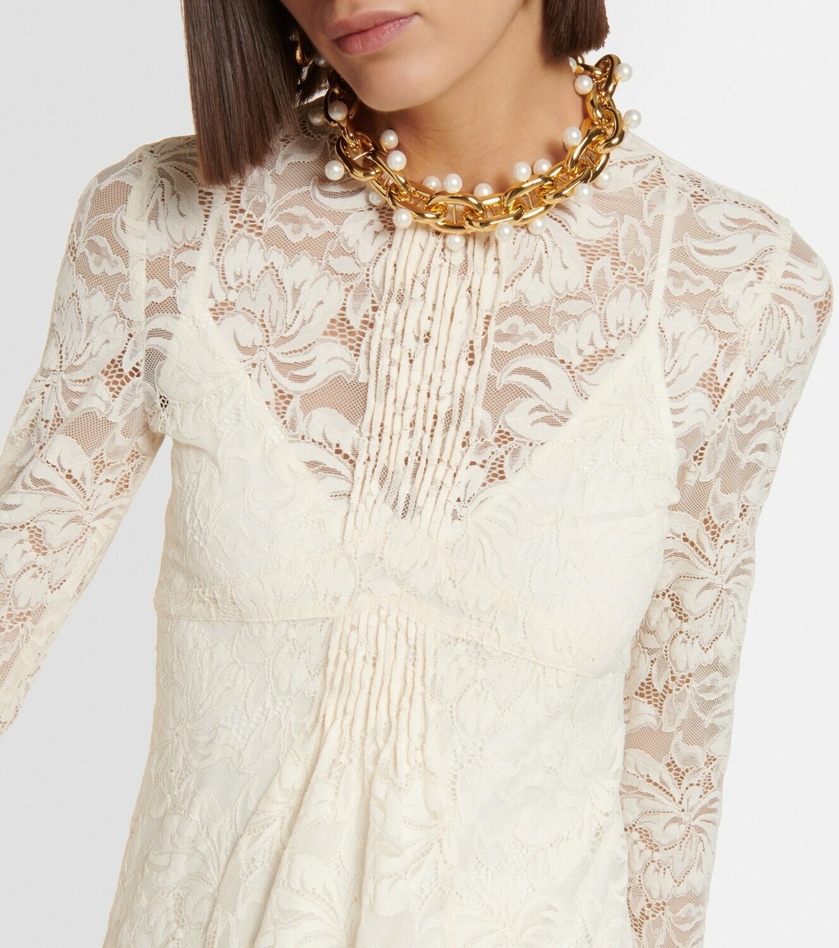 パーティードレス Rabanne Fitted Lace Dress With High Collar rabanne Lace Dress | Shopbop