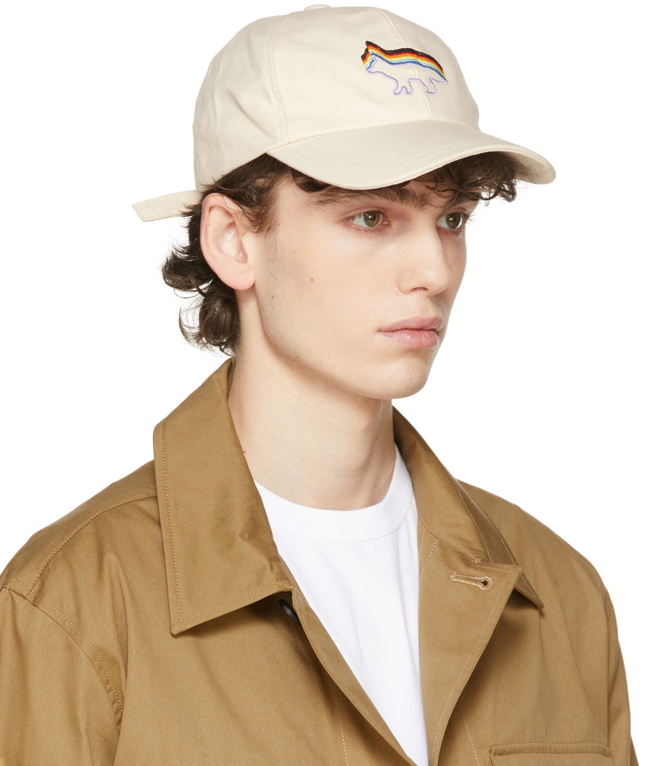 Maison Kitsuné Beige Rainbow Fox Pride Cap Maison Kitsune