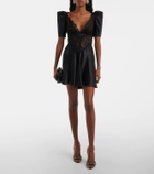 Rodarte Lace-trimmed silk charmeuse minidress