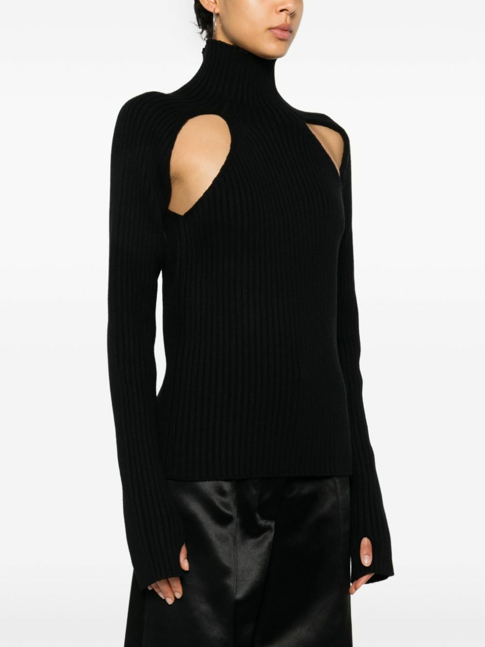 Peter Do Black Cut-Out Wool Jumper