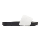 Baja East White and Black Fila Edition Shearling Drifter Slides