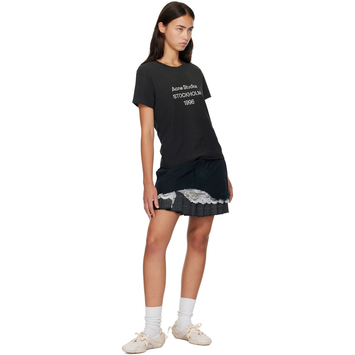 Acne Studios Black Printed Logo T-shirt