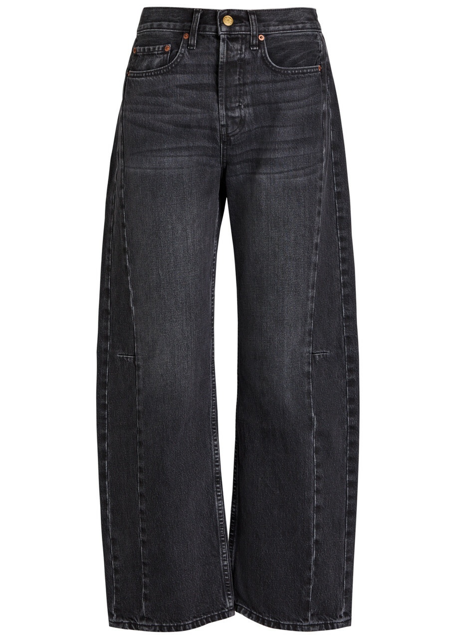 B Sides Slim Lasso Structured Barrel-leg Jeans Black