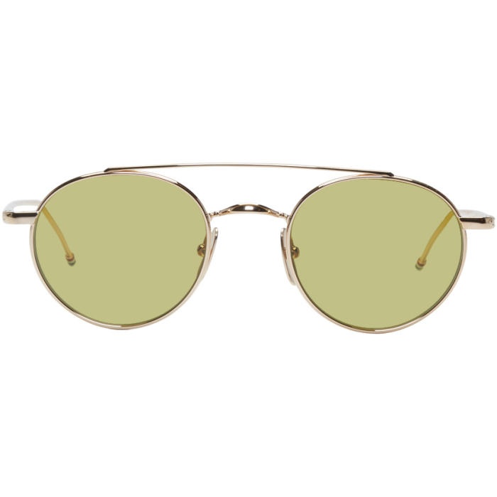 Photo: Thom Browne Gold and Green TB-101 Sunglasses
