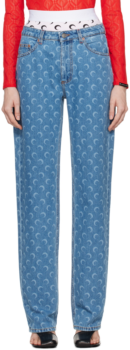 Marine Serre Blue Moon Laser Jeans Marine Serre
