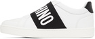 Moschino White & Black Logo Strap Sneakers