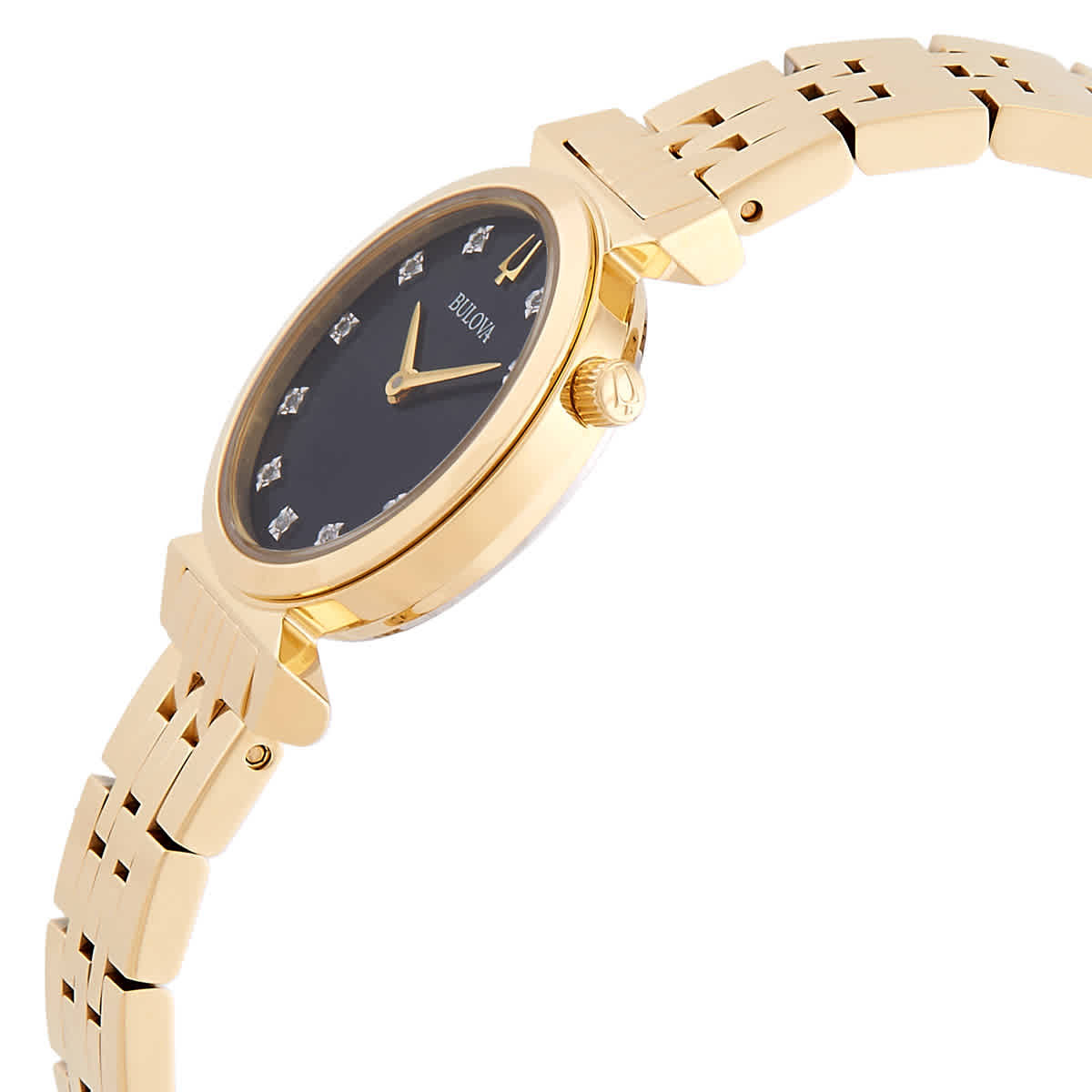 Bulova Regatta Quartz Diamond Black Dial Ladies Watch 97P173 Bulova