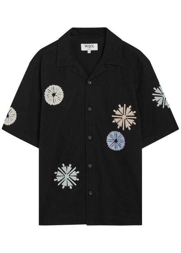 Photo: Wax London Didcot Embroidered Cotton-blend Shirt Black