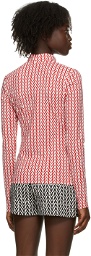 Valentino Red & White Optical Valentino Long Sleeve T-Shirt